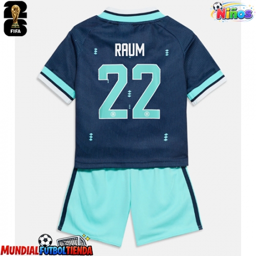 Camiseta Alemania David Raum #22 Segunda Equipación Replica Mundial 2026 para niños mangas cortas (+ Pantalones cortos)